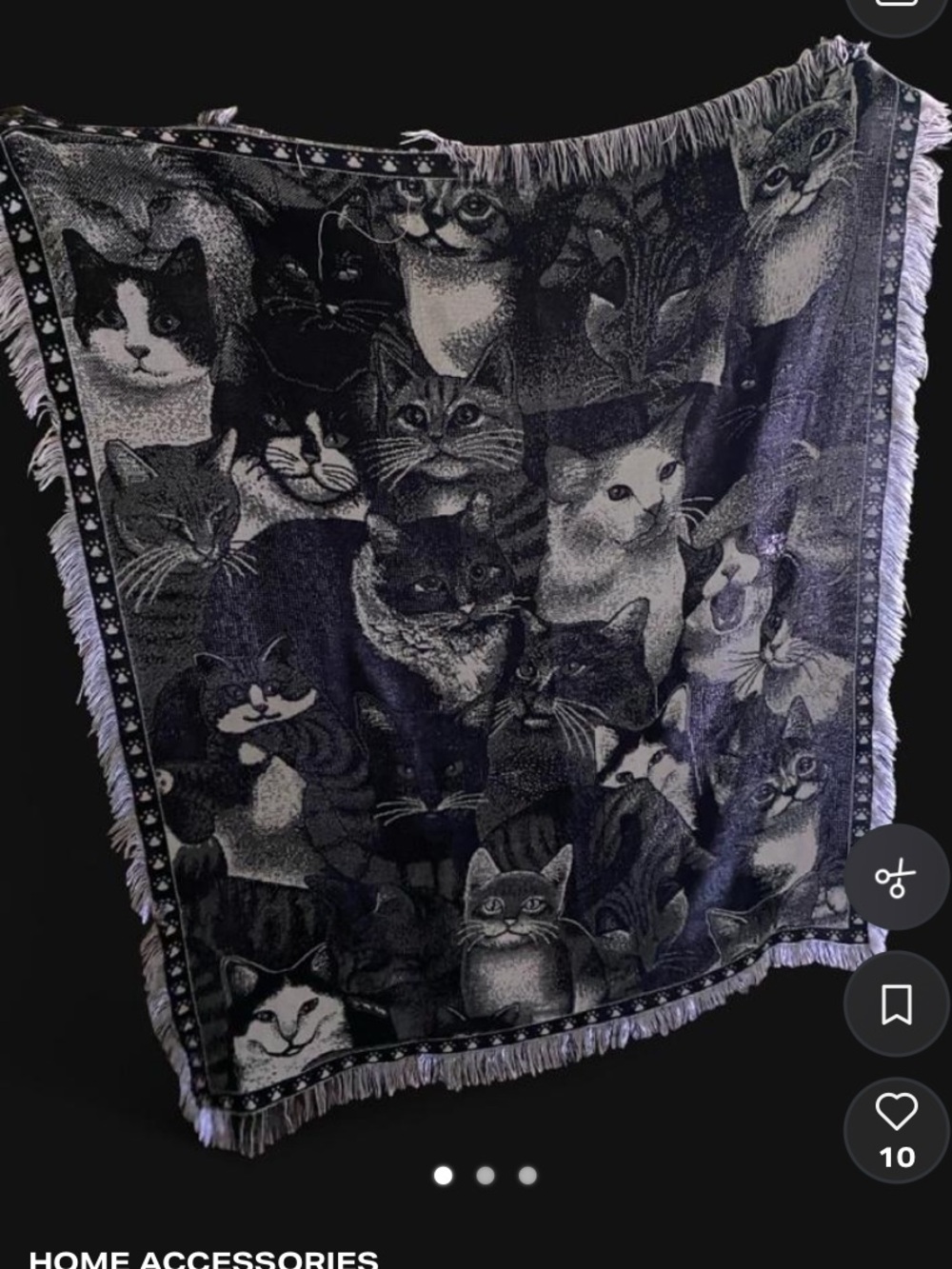 Source Unknown Black & White Cat Tapestry Throw